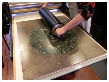 Printing "THE MOON" Woodcut 