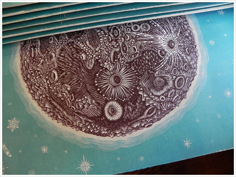 "THE MOON" Woodcut Print Edition drying in the print racks!